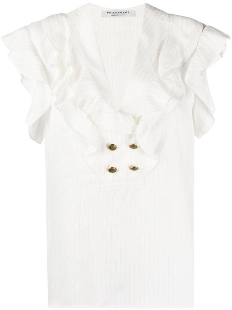 Philosophy Di Lorenzo Serafini pinstripe ruffled blouse in white