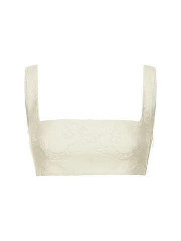 VALENTINO Cotton Guipure Lace Bandana Crop Top in ivory