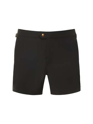 tom ford compact poplin swim shorts w/ piping in black