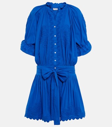 juliet dunn embroidered cotton minidress in blue