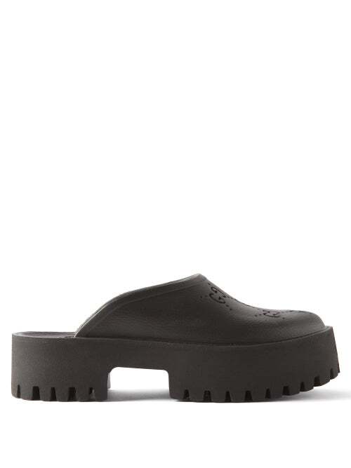 Gucci - GG-perforated Rubber Clogs - Womens - Black