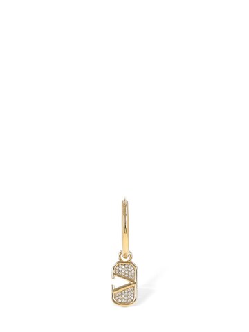 valentino garavani crystal v logo signature mono earring in gold