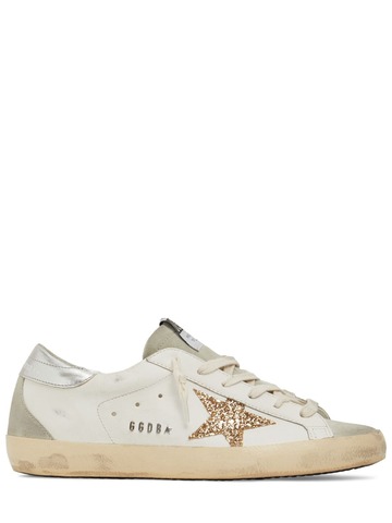 GOLDEN GOOSE 20mm Super-star Leather Sneakers in silver / white