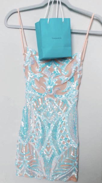 teal glitter dress