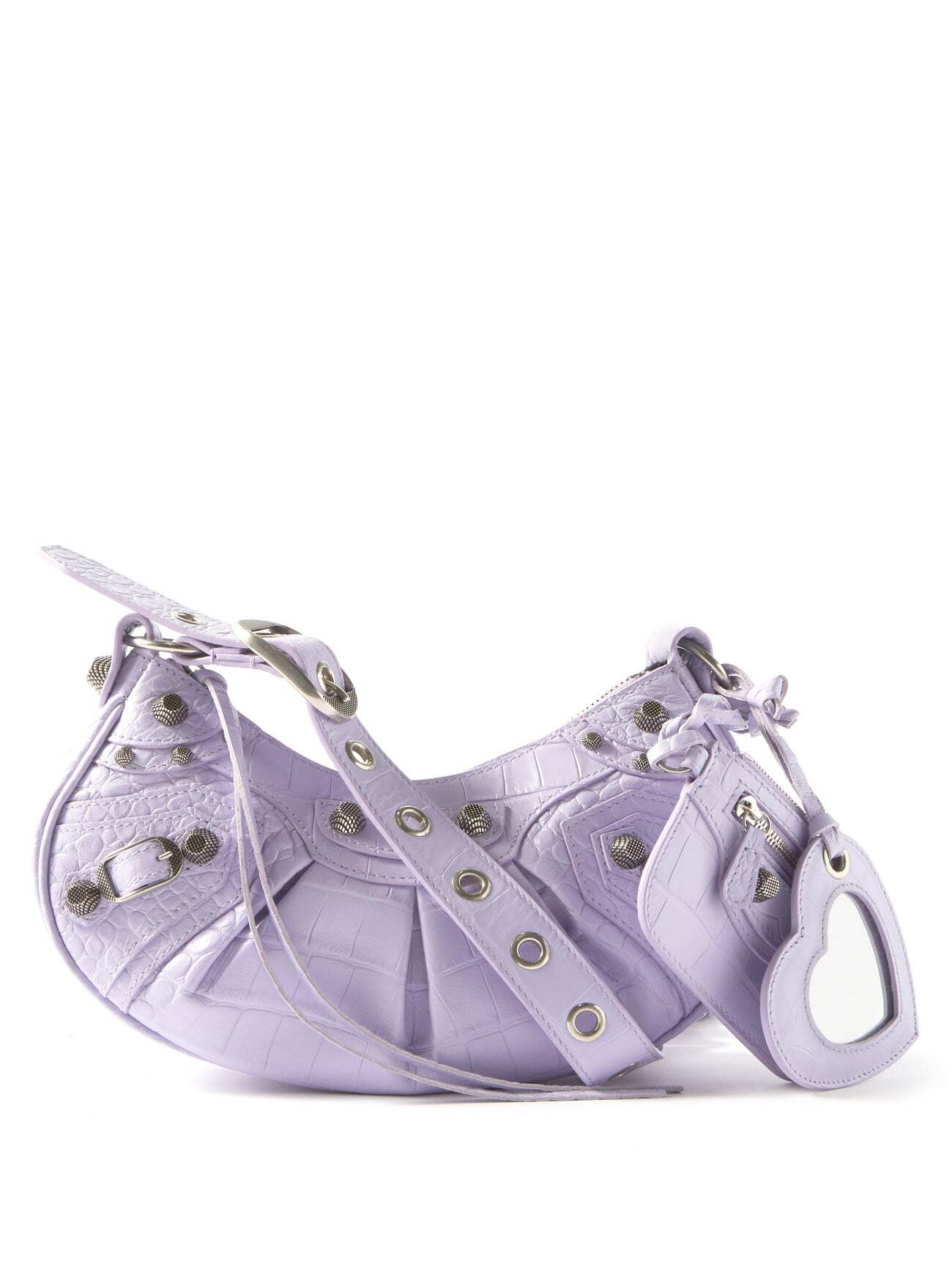 Balenciaga - Cagole Xs Croc-effect Leather Shoulder Bag - Womens - Light Purple