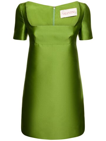 valentino square neck duchesse mini dress in green