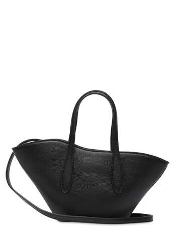 LITTLE LIFFNER Micro Open Tulip Leather Tote Bag in black