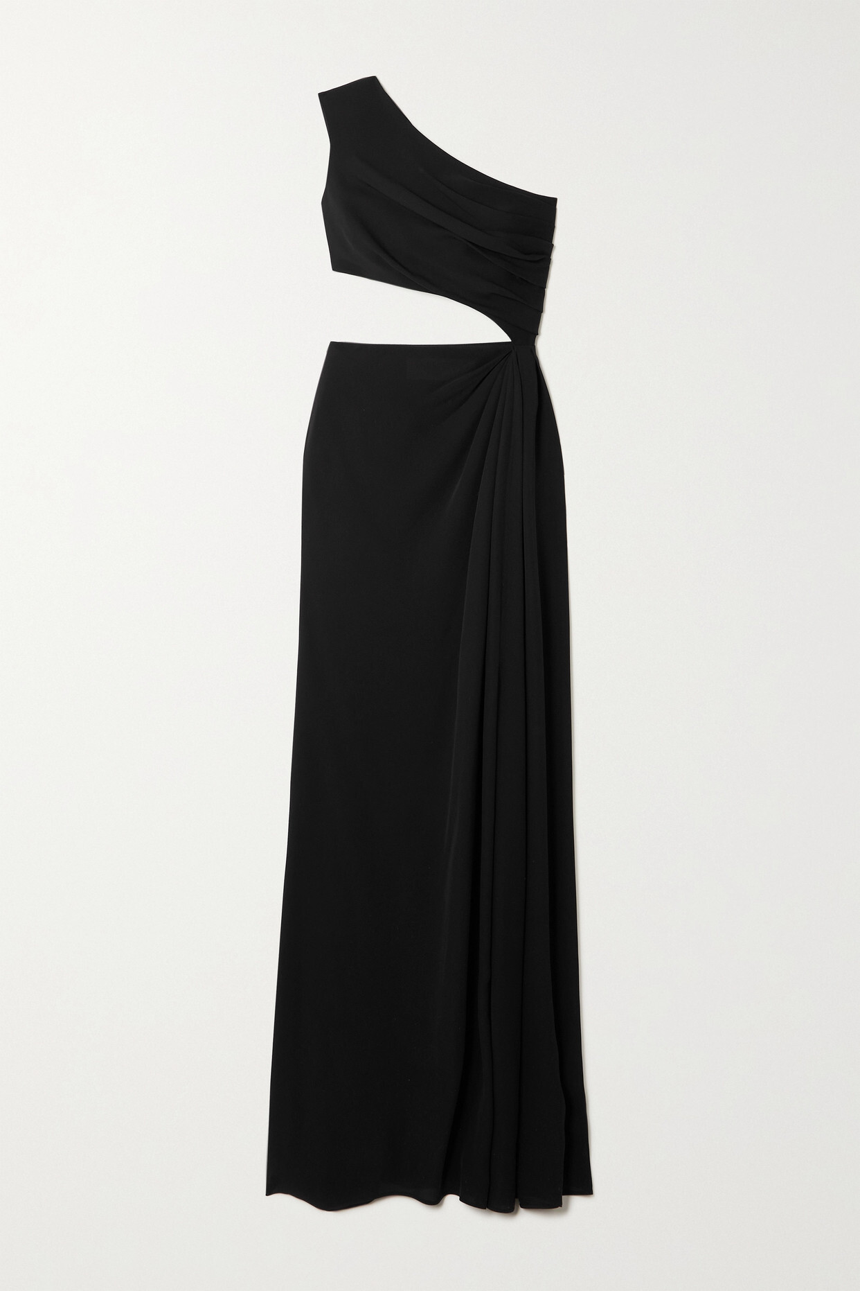 Valentino - One-shoulder Cutout Silk-cady Gown - Black