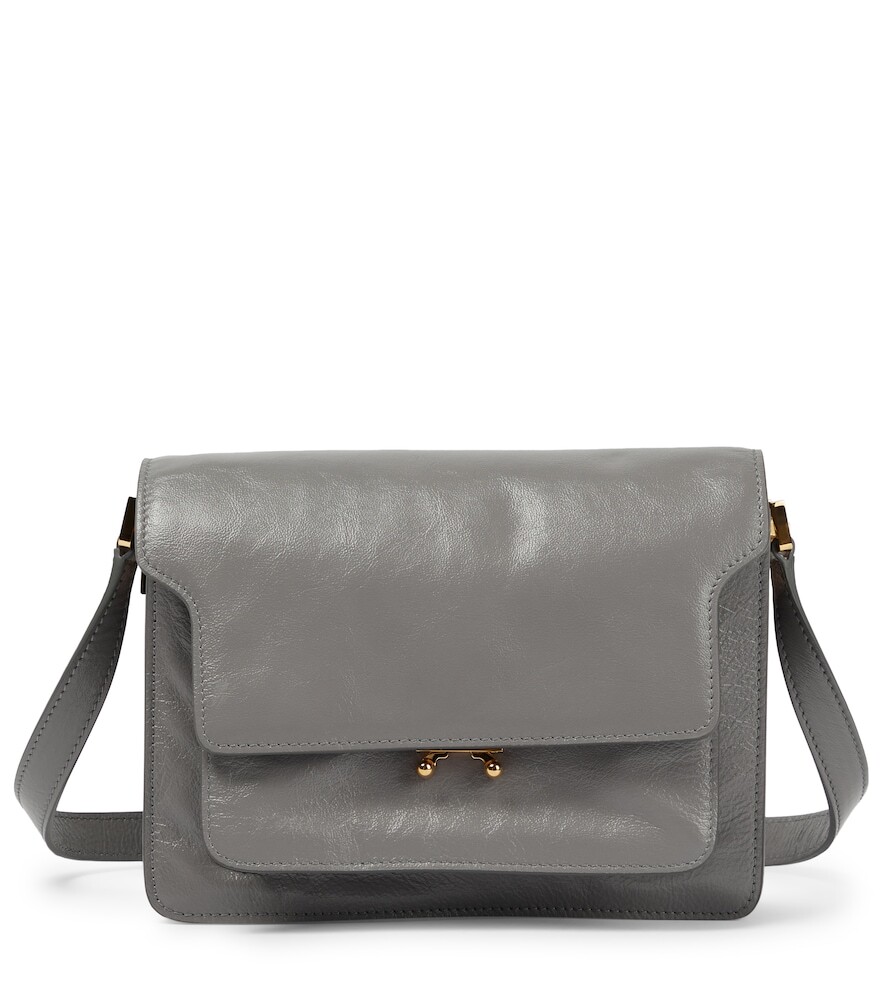 Marni Trunk Medium leather shoulder bag in grey