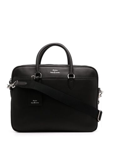 polo ralph lauren logo-print leather briefcase - black