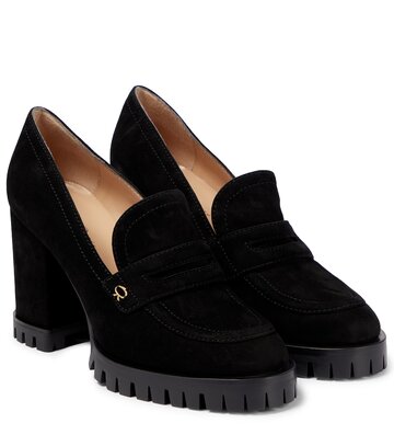 gianvito rossi suede loafer pumps in black