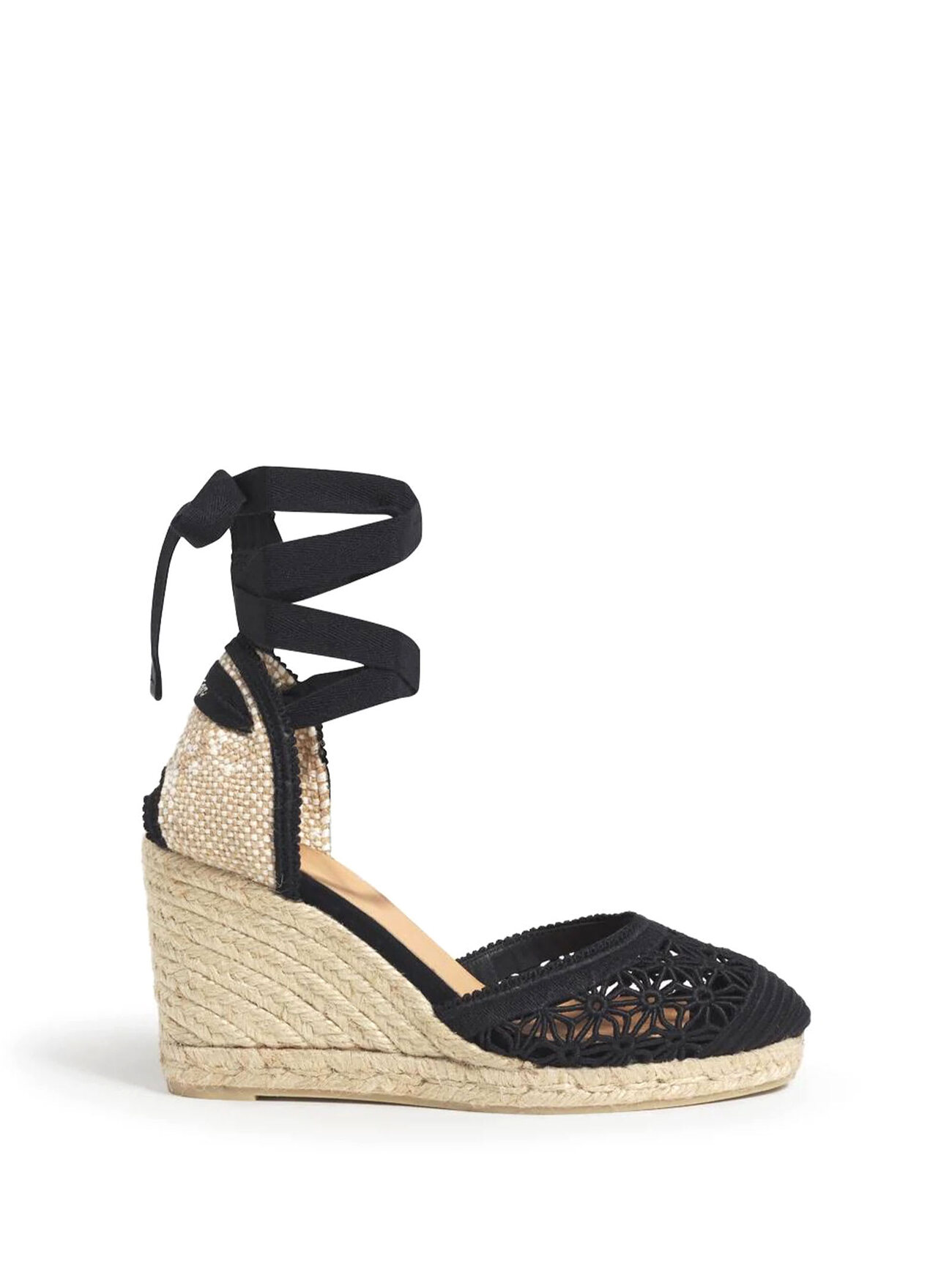Castañer Casal Espadrille With Lace Wedge in nero