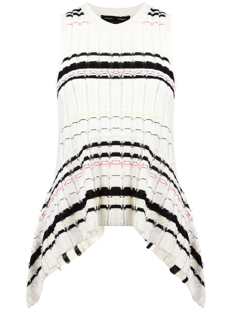 Proenza Schouler Striped Rib Knit Top in white