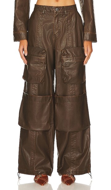 afrm collins cargo pants in chocolate in brown