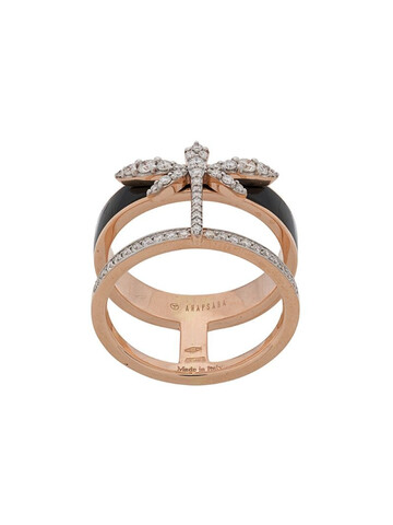 Anapsara dragonfly finger ring in gold / rose