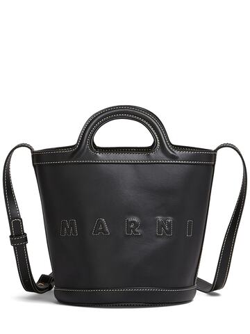 marni mini leather bucket bag in black