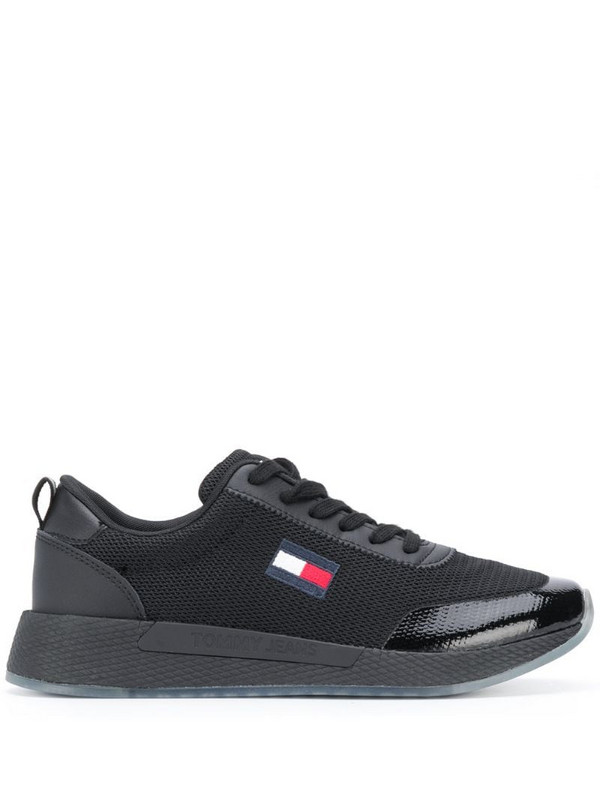 Tommy Jeans Flag patch low-top sneakers in black