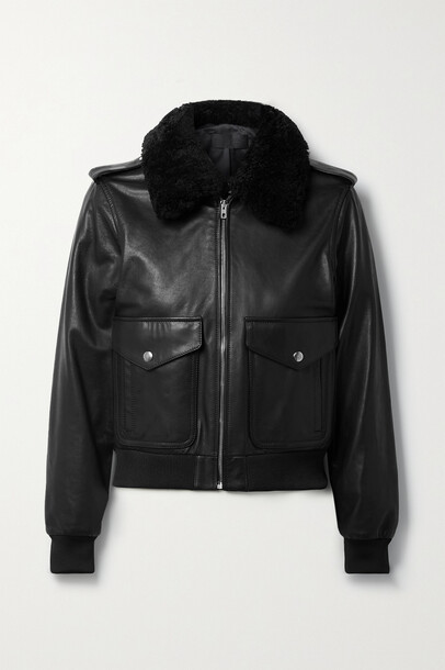 Nili Lotan - Kenzie Shearling-trimmed Leather Jacket - Black