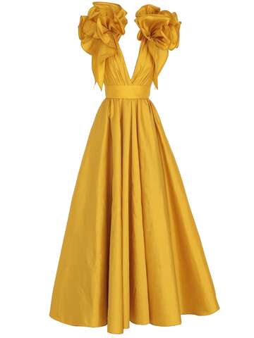 ELIE SAAB Ruffled Taffeta Gown in yellow