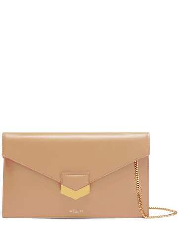 demellier london smooth leather clutch in tan