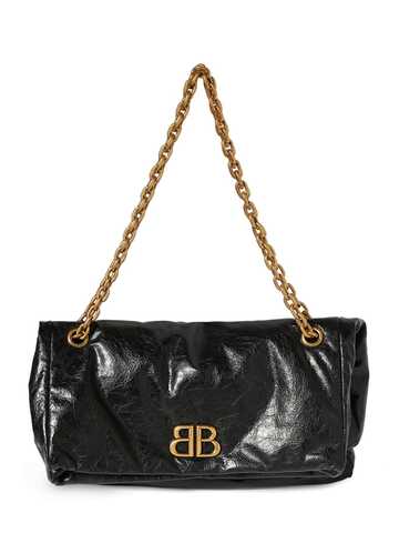 balenciaga medium monaco leather shoulder bag in black