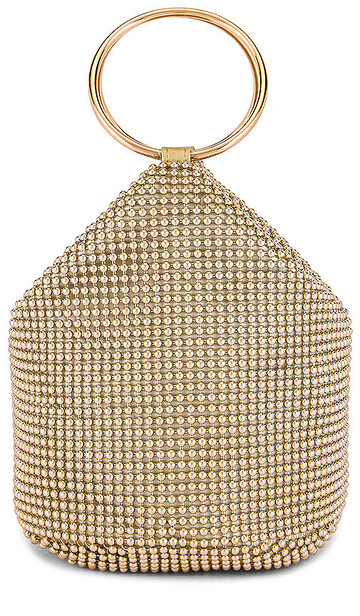 olga berg bianca ball mesh handle bag in metallic gold