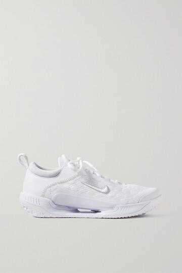 nike - court zoom nxt rubber-trimmed embroidered mesh sneakers - white