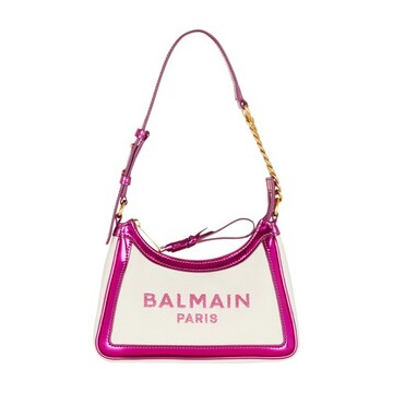 balmain b-army handbag in canvas and mirror-effect leather in pink