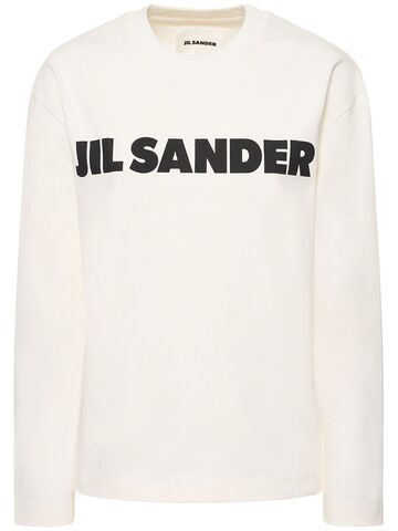 jil sander logo printed cotton jersey t-shirt in white
