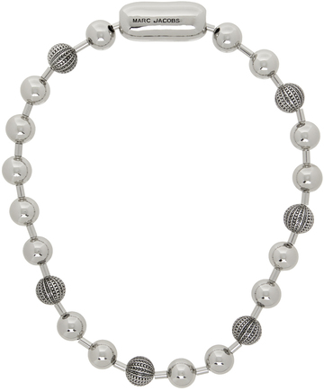 marc jacobs silver monogram ball chain necklace