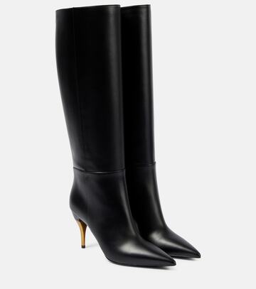 gucci leather knee-high boots in black