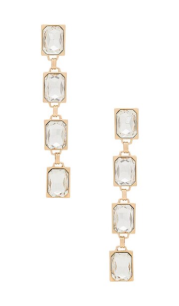 ettika crystal rectangle earrings in metallic gold