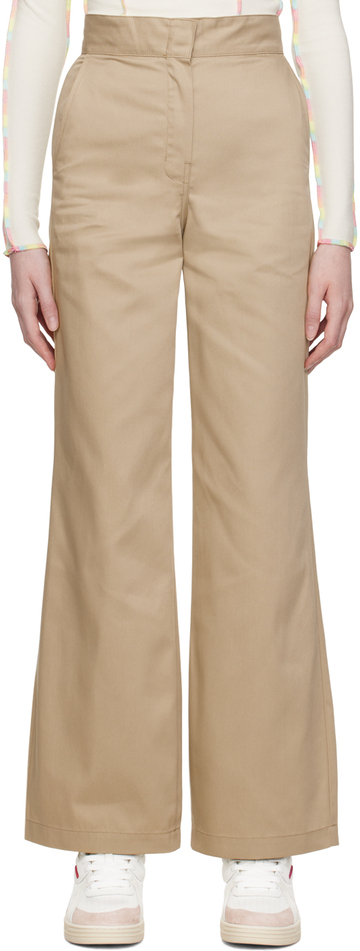 palm angels beige reversed waistband trousers