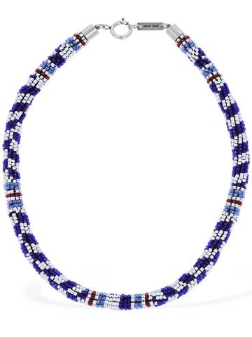 isabel marant betsy beaded collar necklace in navy / multi