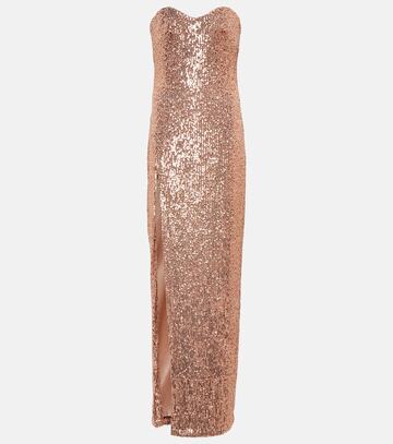 Monique Lhuillier Sequined strapless gown in pink