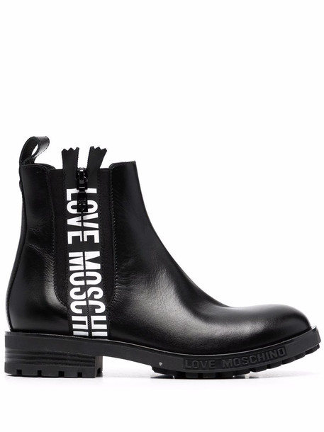 Love Moschino logo-tape Chelsea boots - Black