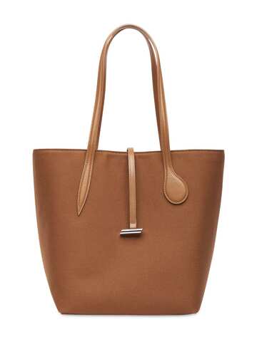 LITTLE LIFFNER Midi Sprout Leather Tote Bag in mushroom