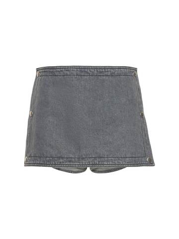 Y PROJECT Double Layer Buttoned Denim Skirt in grey