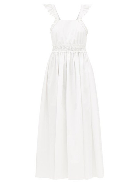 Chloé Chloé - Smocked Cotton-poplin Midi Dress - Womens - White