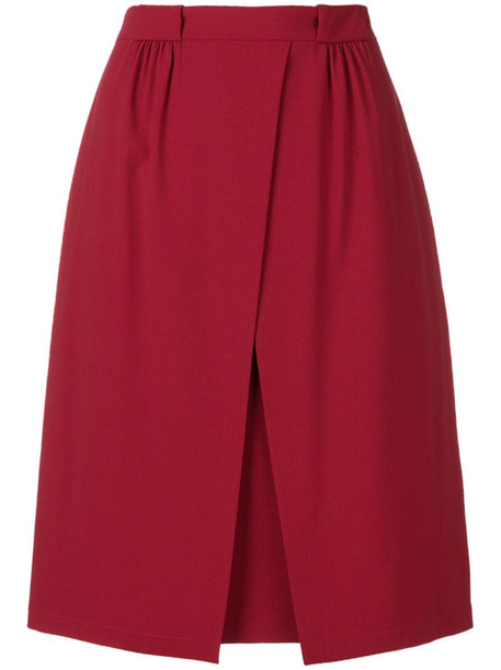Emporio Armani off centre split skirt in red