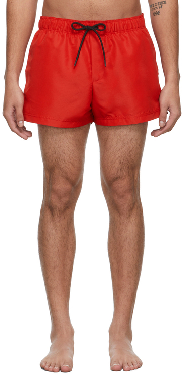 versace underwear red logo swim shorts