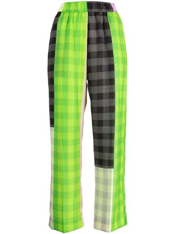 stine goya check-print straight-leg trousers - green