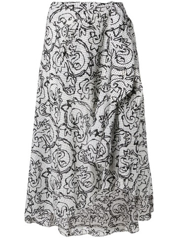 Fendi Pre-Owned 1990's sketch floral skirt in white