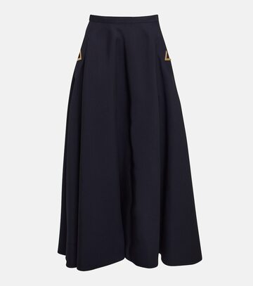 valentino crêpe couture a-line midi skirt in blue