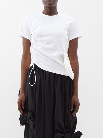 noir kei ninomiya - flap-pocket asymmetric cotton t-shirt - womens - white