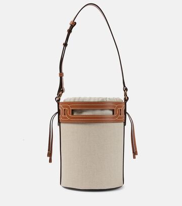 tod's kate small canvas and leather bucket bag