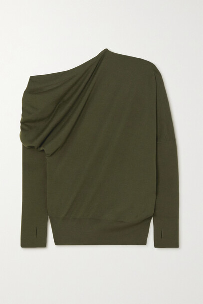 TOM FORD - One-shoulder Cashmere And Silk-blend Sweater - Green