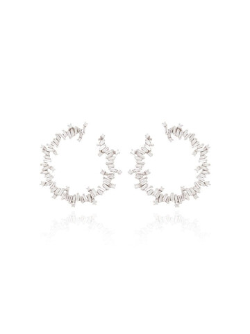 Suzanne Kalan 18kt white gold diamond hoop earrings in metallic