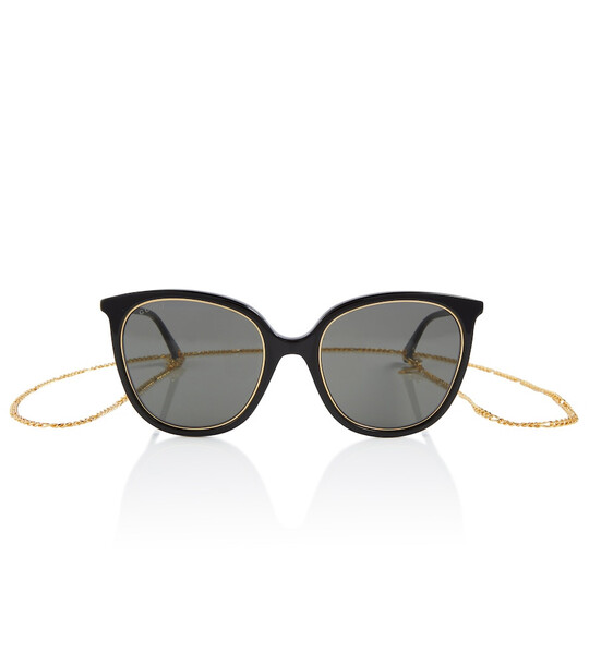 Gucci Chain-trimmed cat-eye sunglasses in black