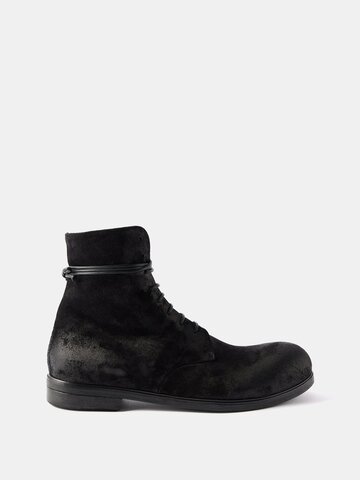 marsèll - zucca zeppa suede lace-up ankle boots - mens - black